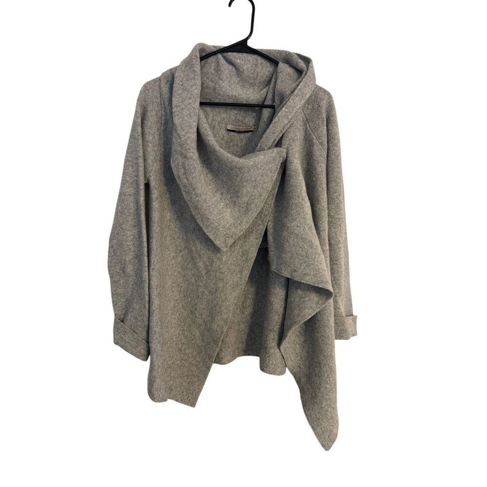 Chiaramente Made in Italy Cowl Neck Gray Cardigan Wool Blend Medium